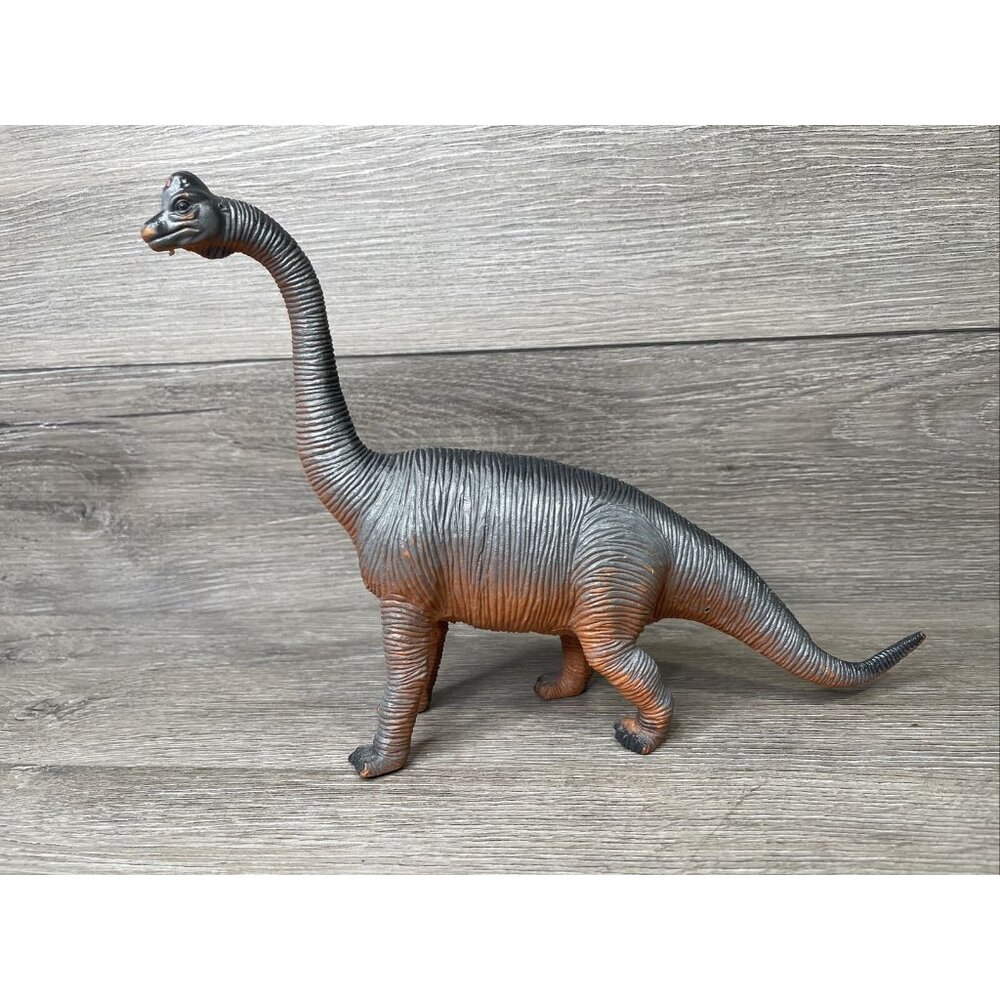 Vintage 1985 Imperial Brontosaurus Purple Rubber Dinosaur Figure Toy GUC